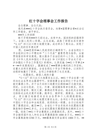 红十字会理事会工作报告 
