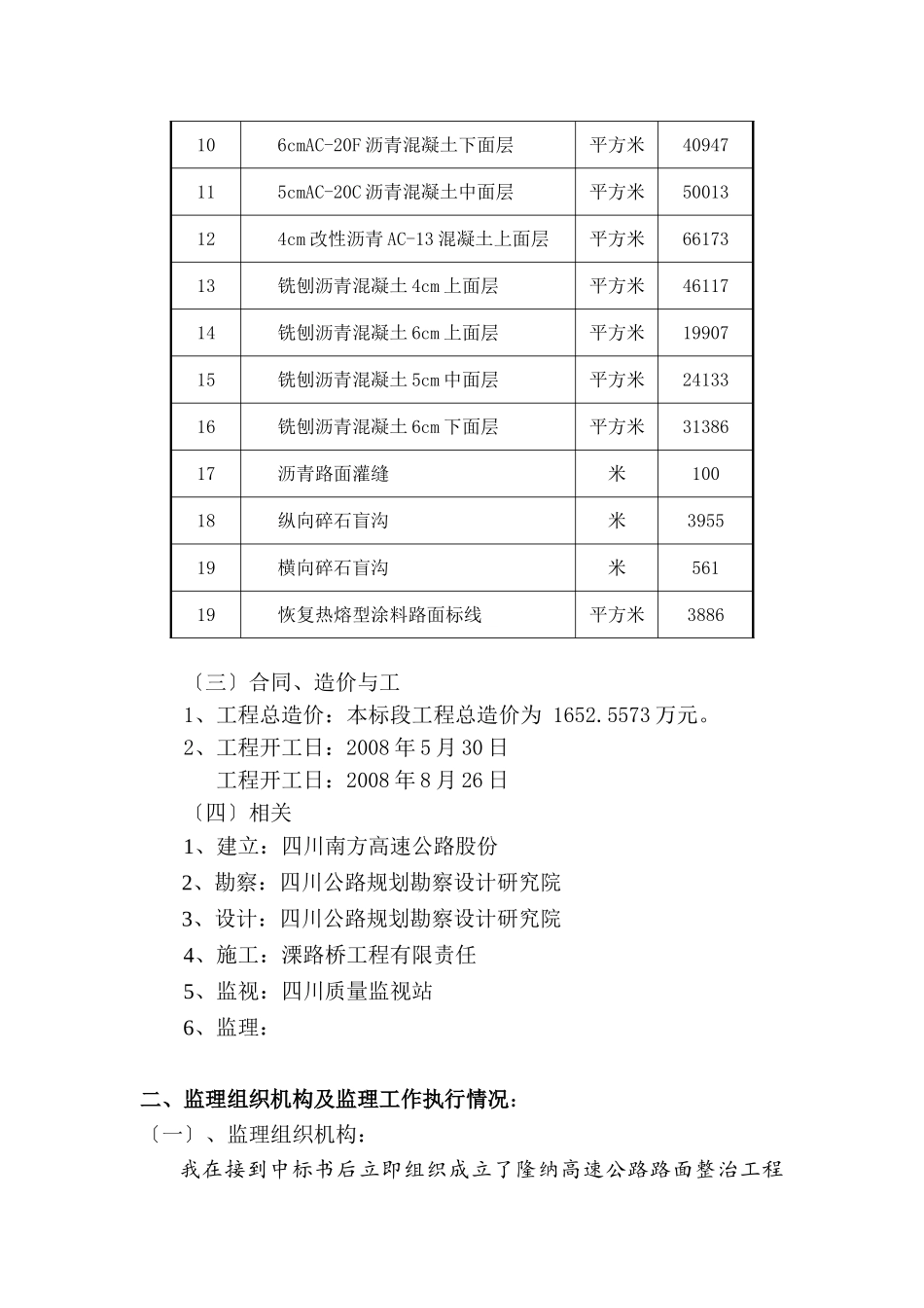 隆纳高速公路路面整治工程CZ项目监理工作总结_第3页