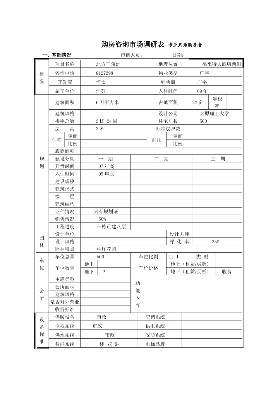 北方三角洲市场调查表_第1页