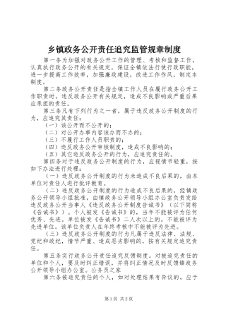 乡镇政务公开责任追究监管规章规章制度