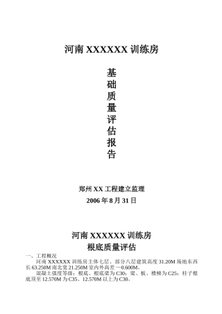 河南某训练房基础质量评估报告