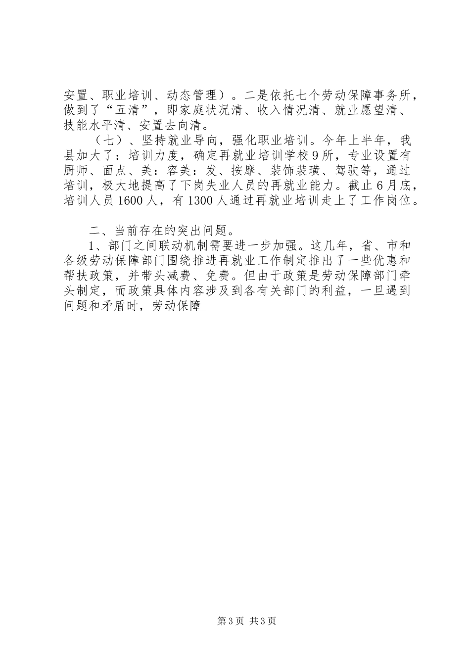 就业再就业交流会汇报材料 _第3页