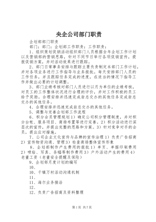 央企公司部门职责要求 