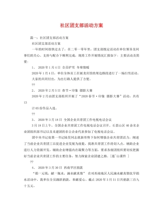 社区团支部活动方案 