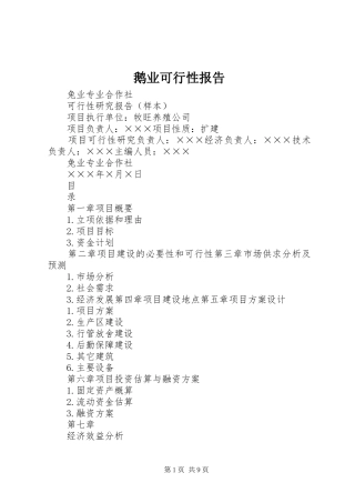 鹅业可行性报告 