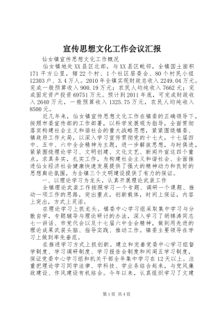 宣传思想文化工作会议汇报 
