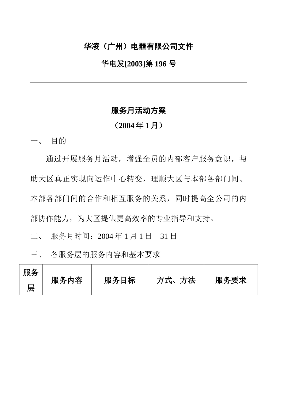 华凌品牌服务月活动方案（内部专用）_第1页