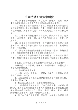 公司劳动纪律规章规章制度