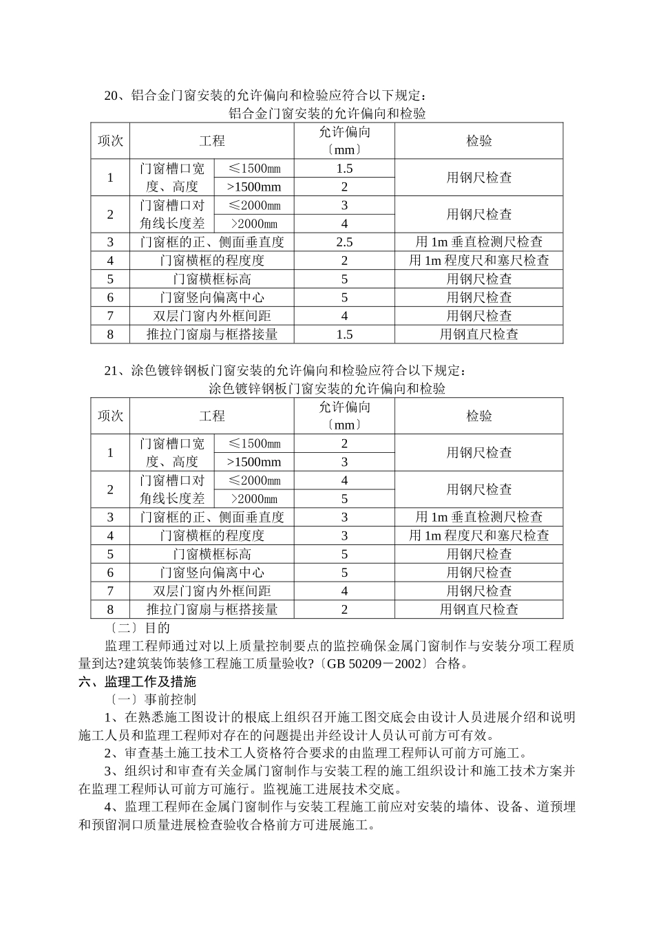金属门窗制作与安装分项工程监理实施细则_第3页
