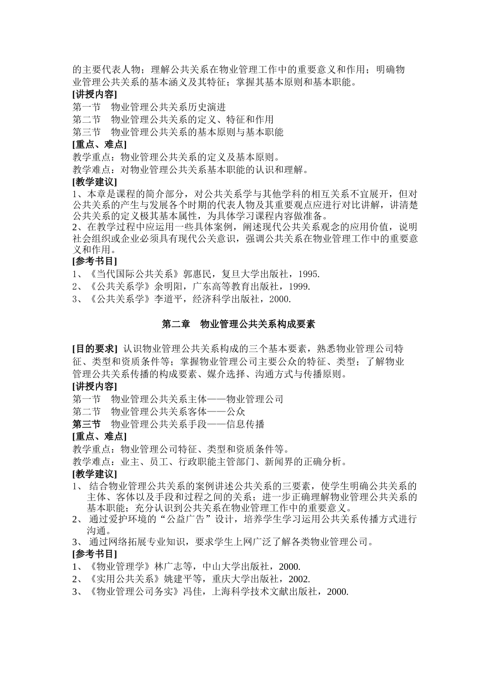 《物业管理公共关系》课程教学大纲_第2页