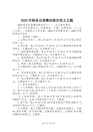 20XX年税务自查整改报告范文五篇