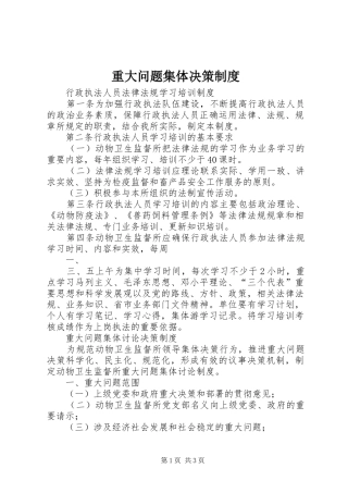 重大问题集体决策规章制度 