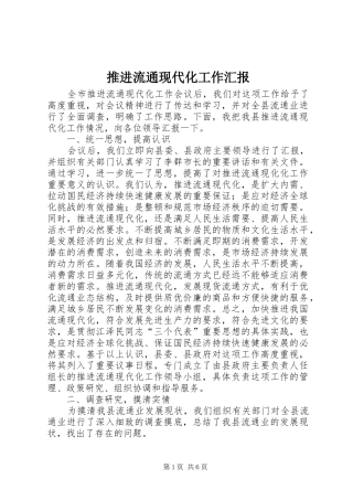 推进流通现代化工作汇报 