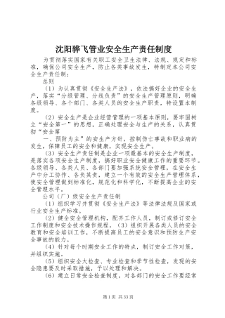 沈阳骅飞管业安全生产责任规章制度
