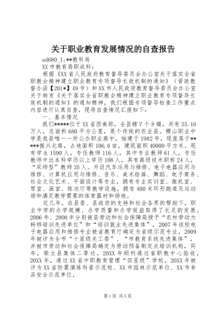 关于职业教育发展情况的自查报告 