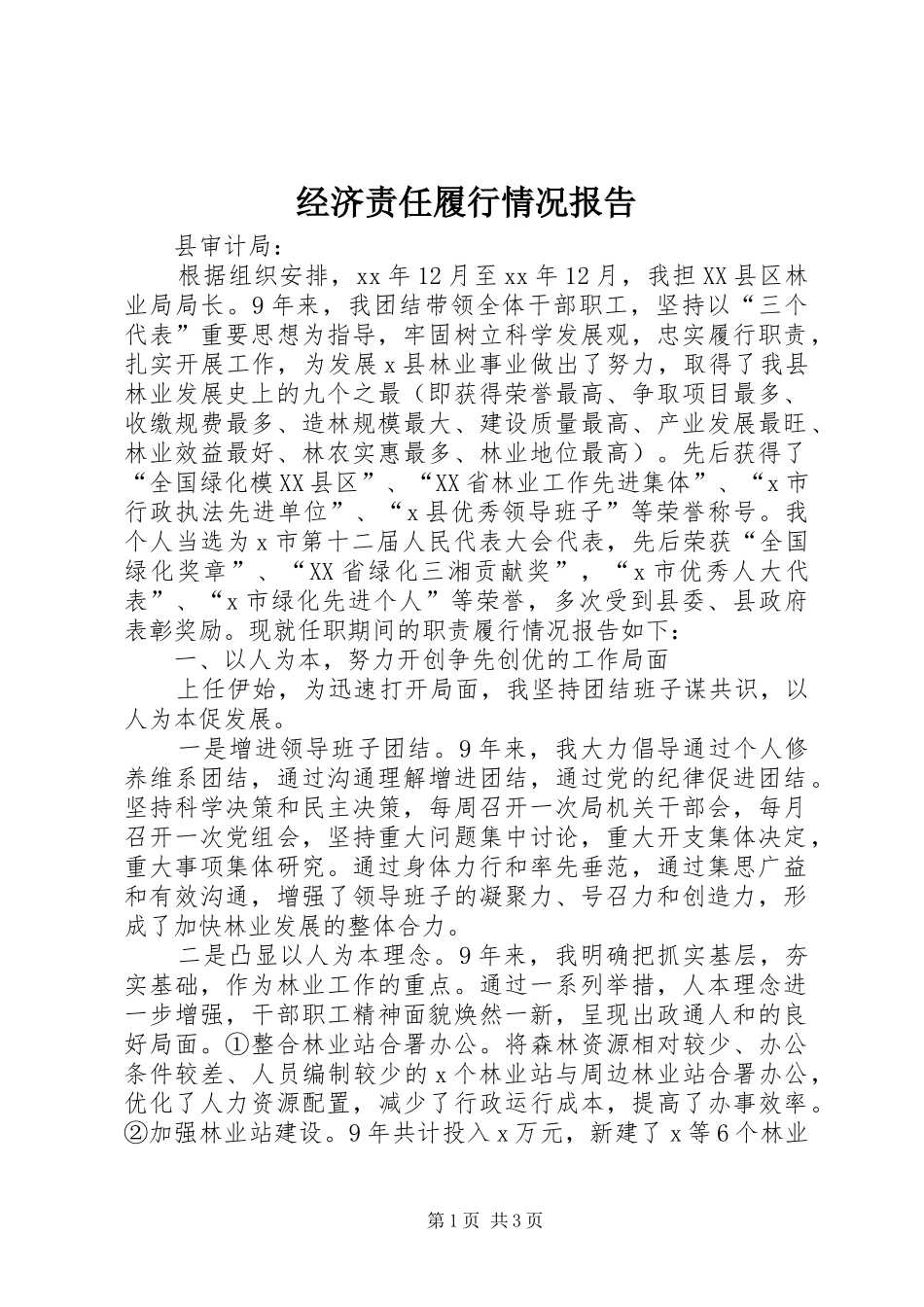 经济责任履行情况报告 _第1页