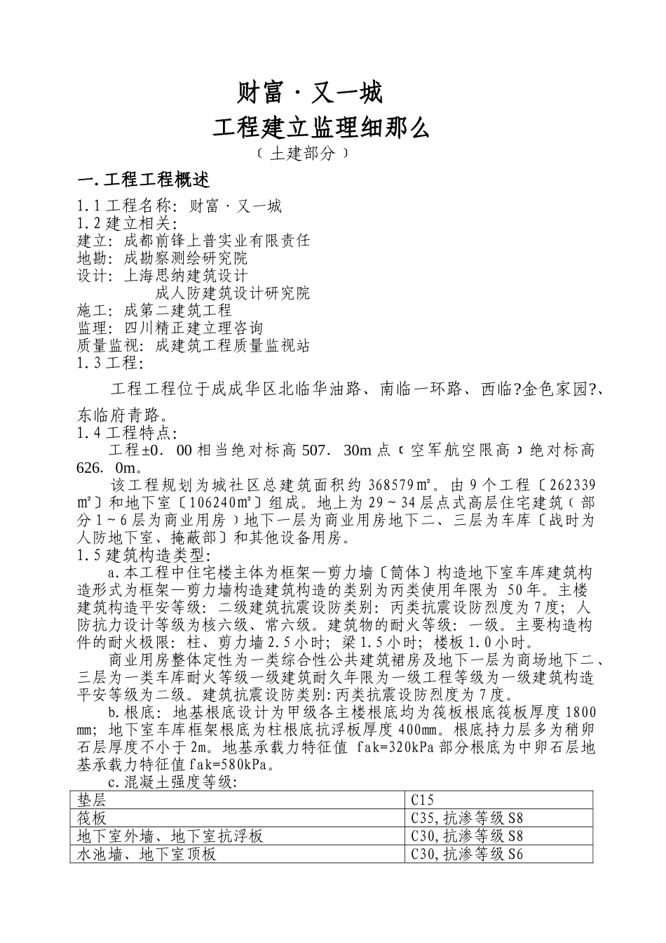 财富•又一城土建工程建设监理细则_第1页