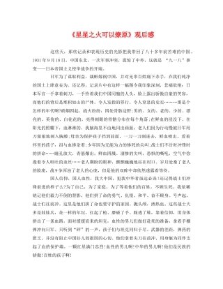 《星星之火可以燎原》观后感 