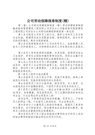 公司劳动保障规章规章制度(精)