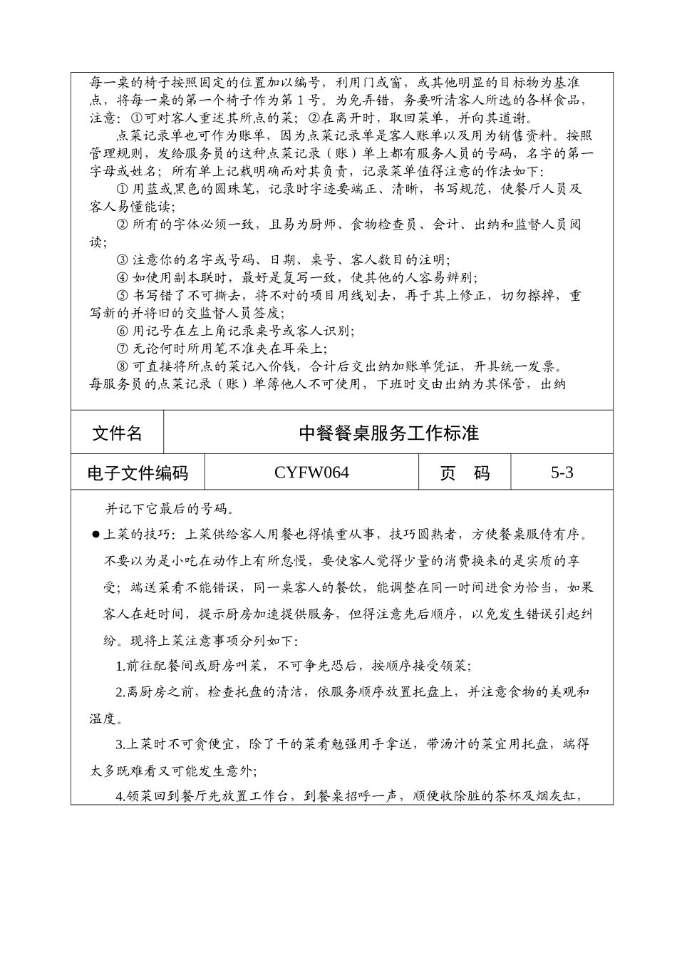 中餐餐桌服务工作标准_第2页