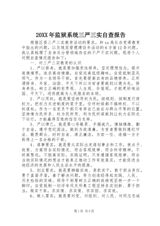 20XX年监狱系统三严三实自查报告