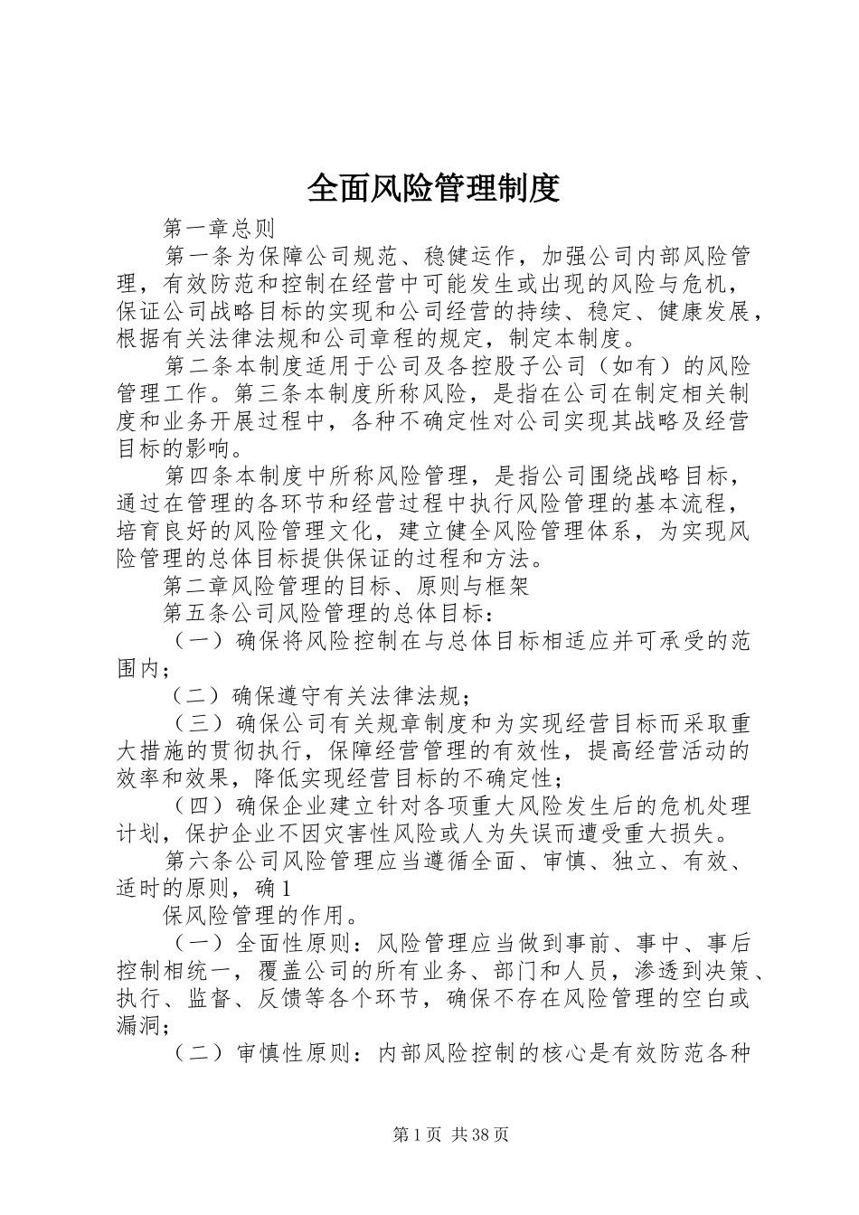 全面风险管理规章制度_第1页