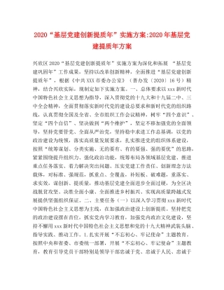 2020“基层党建创新提质年”实施方案-2020年基层党建提质年方案 