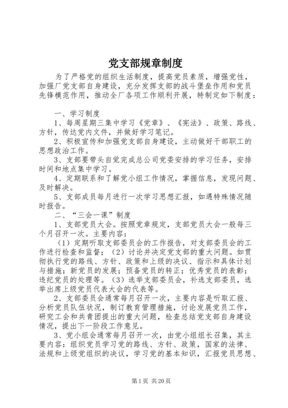党支部规章规章制度_第1页