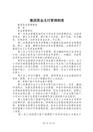 集团资金支付管理规章制度 
