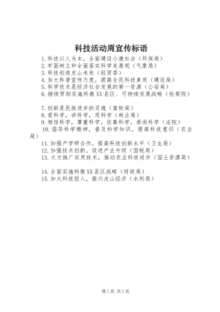 科技活动周宣传标语集锦