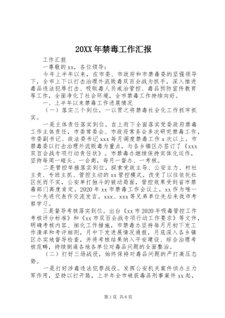 20XX年禁毒工作汇报