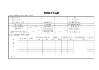 砂浆配合比试验报告