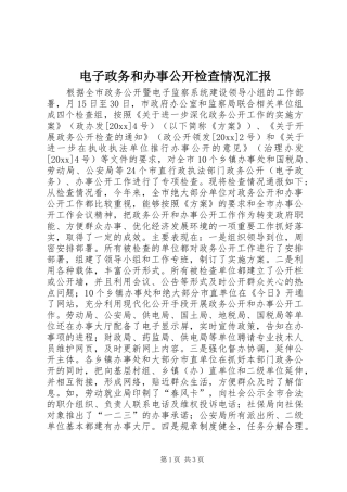 电子政务和办事公开检查情况汇报 