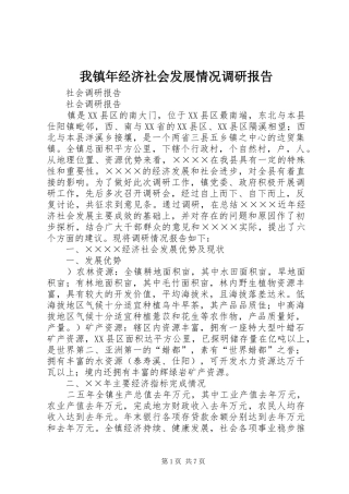 我镇年经济社会发展情况调研报告 
