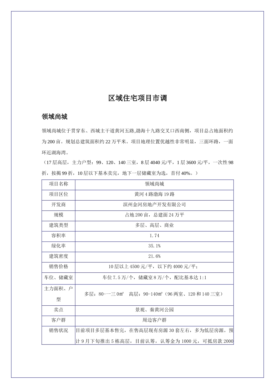 区域住宅项目市场调查_第1页
