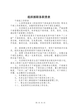 组织部职务职责要求表 