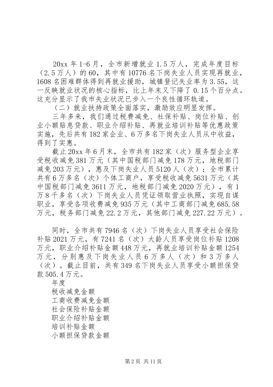 某市再就业优惠政策实施汇报材料 _第2页