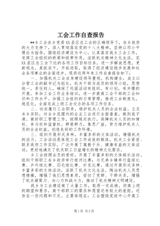 工会工作自查报告 