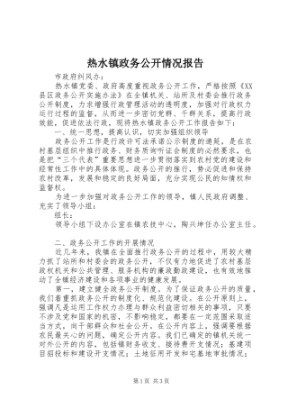 热水镇政务公开情况报告 