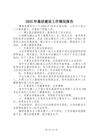 20XX年基层建设工作情况报告