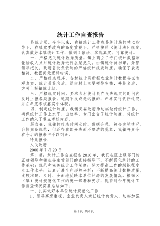 统计工作自查报告 