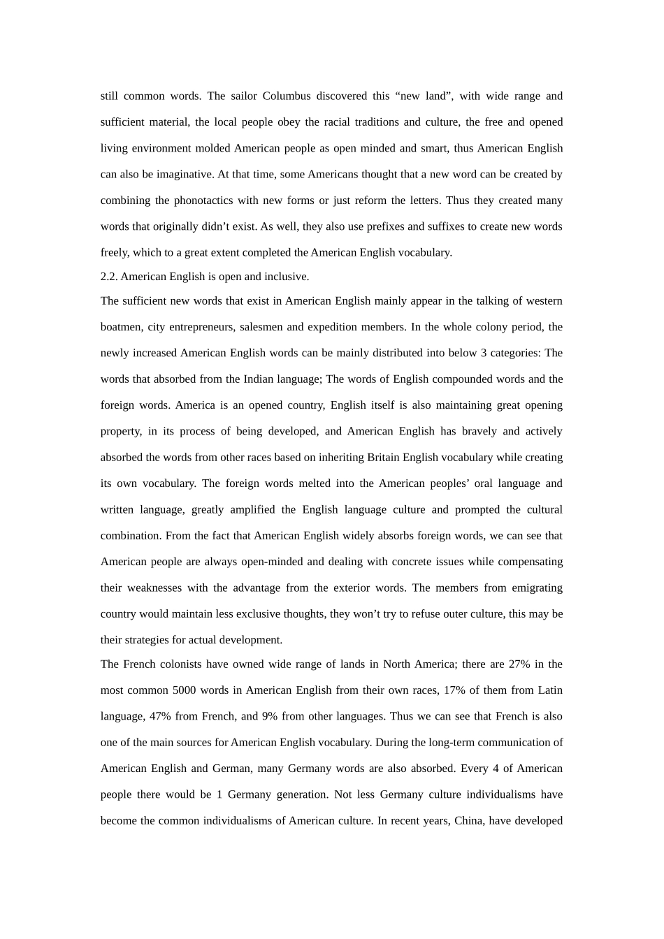 What were the major external causes of the development of American English _第2页