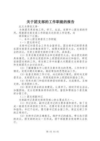 关于团支部的工作职能的报告 