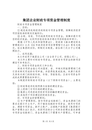 集团企业财政专项资金管理规章制度