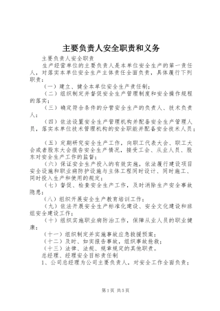 主要负责人安全职责要求和义务