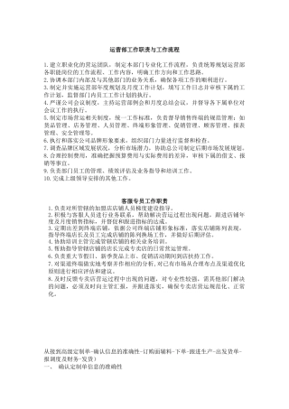 市场部 店铺运营部 仓管 督导部门工作职责 运营流程及考核方案