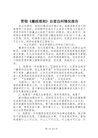 贯彻《廉政准则》自查自纠情况报告 