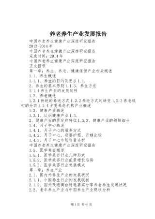 养老养生产业发展报告 