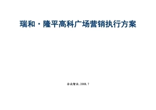合肥市瑞和隆平高科广场营销执行方案