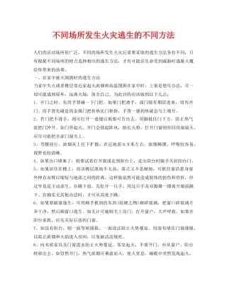 《安全常识-灾害防范》之不同场所发生火灾逃生的不同方法 